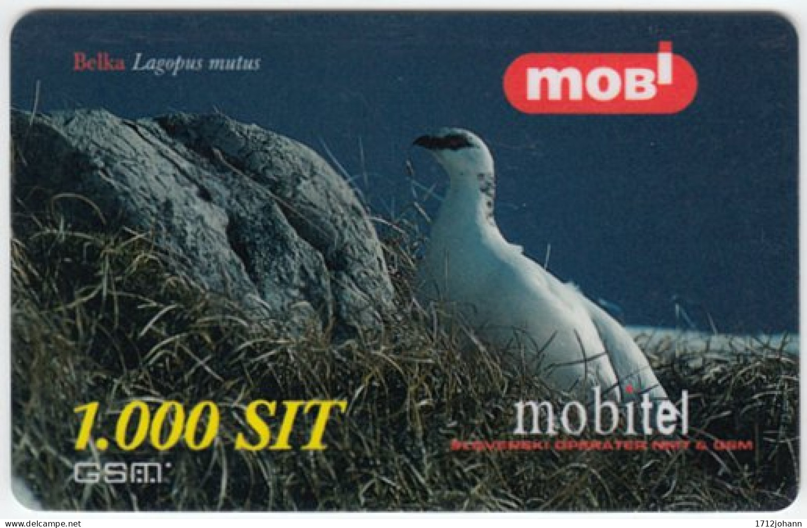 SLOVENIA A-960 Prepaid Mobi - Animal, Bird, Rock Ptarmigan - Val. 31/12/2001 - Used - Slovenia