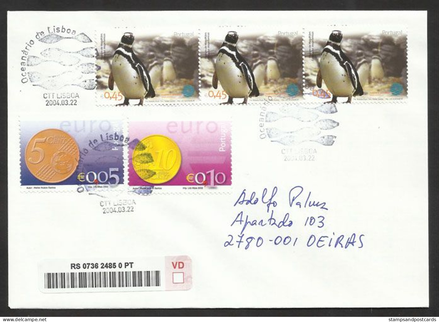 Portugal Manchot Du Cap Pingouin Oceanarium De Lisbonne FDC Recommandée 2004 Black-footed Penguin Registered FDC - Pingueinos