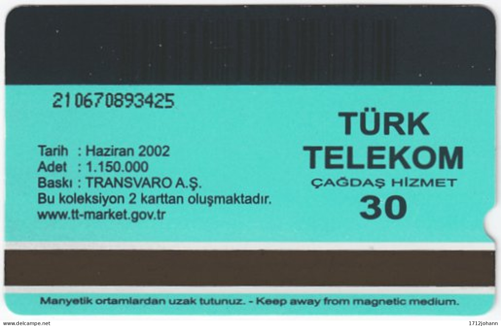 TURKEY C-095 Magnetic Telekom - Animal, Deer - Used - Türkei