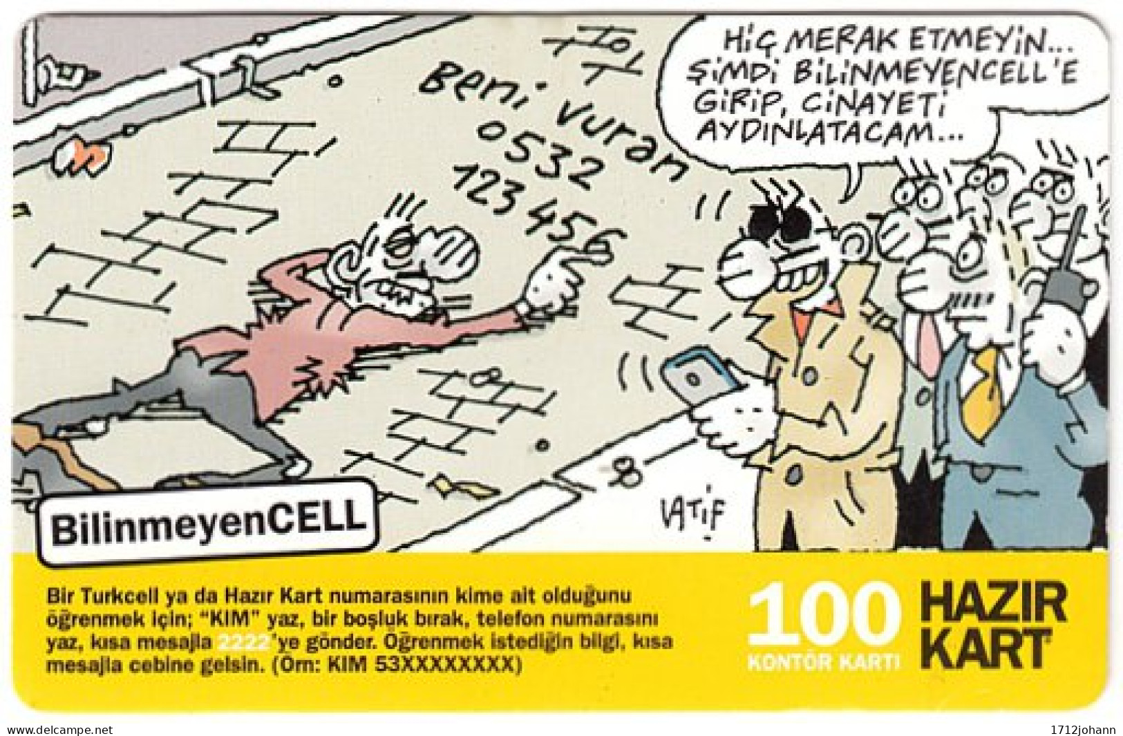 TURKEY C-411 Prepaid Turkcell - Cartoon, Comics - Used - Turquie