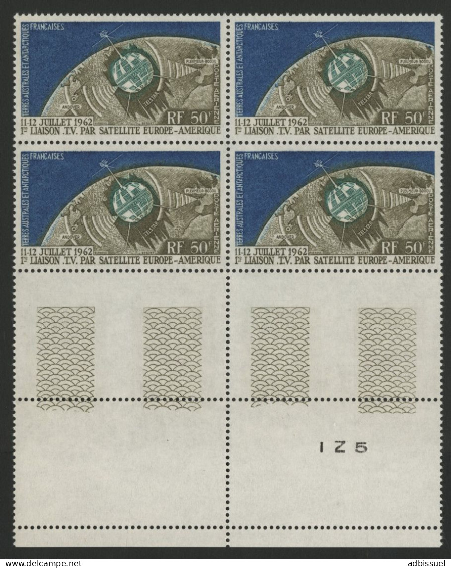 TAAF POSTE AERIENNE N° 6 Bloc De Quatre Neuf ** (MNH) Cote 160 € 50 Fr Liaison TV Par Satellite TB - Poste Aérienne