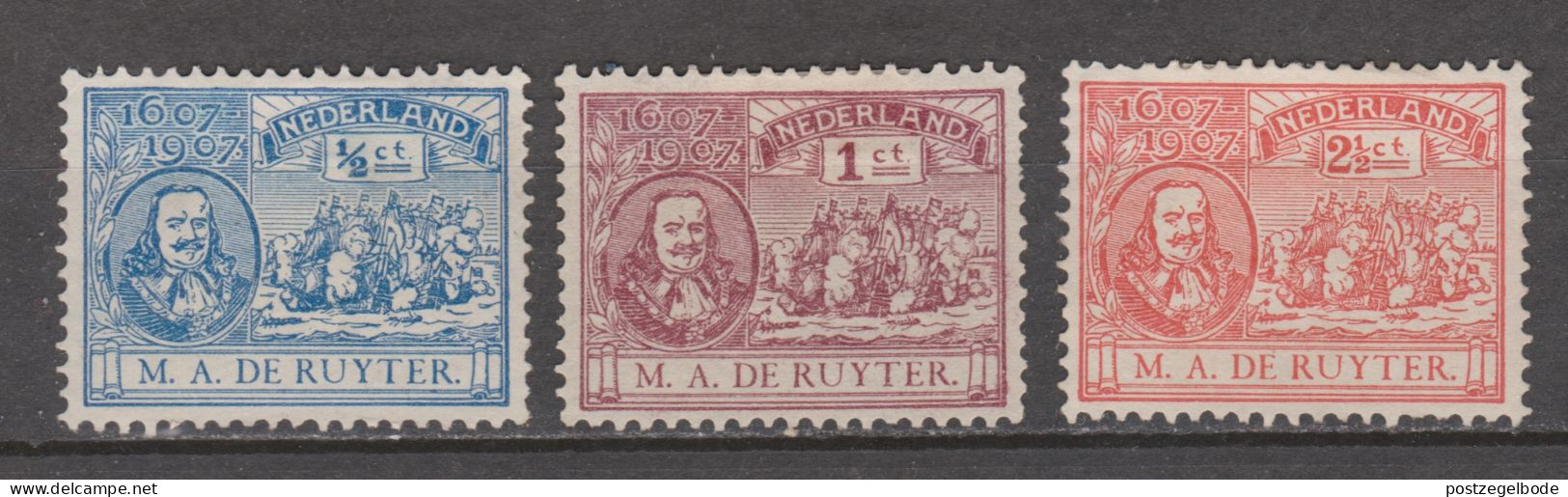 NVPH Nederland Netherlands Pays Bas Niederlande Holanda 87 88 89 MLH/ongebruikt ; Michiel De Ruyter 1907 - Ungebraucht