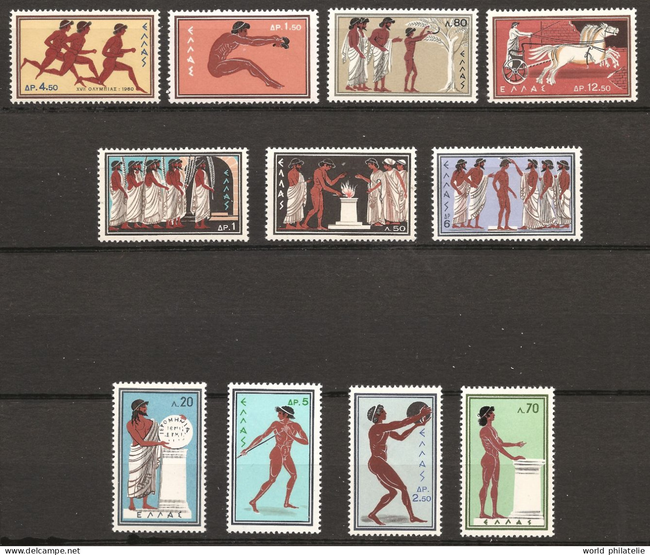 Grèce Hellas 1960 N° 713 / 23 ** JO, Rome, Sexe, Saut, Lancer Du Disque, Course, Javelot, Chevaux, Char, Muscles, Cerpe - Nuevos