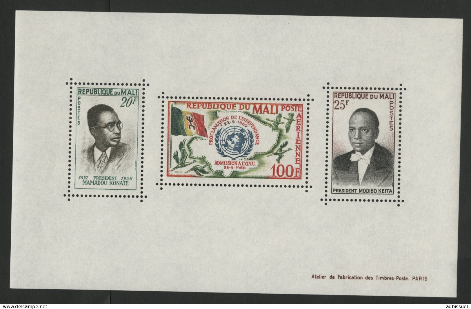 MALI BF BLOC FEUILLET N° 1 Neuf ** (MNH) De 1961 Admission Aux Nations Unies TB - Mali (1959-...)