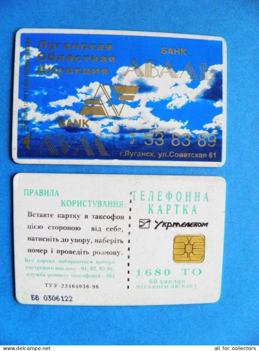 LUGANSK Phonecard Chip Aval Bank 1680 Units Prefix Nr. BV (in Cyrillic) UKRAINE - Ukraine