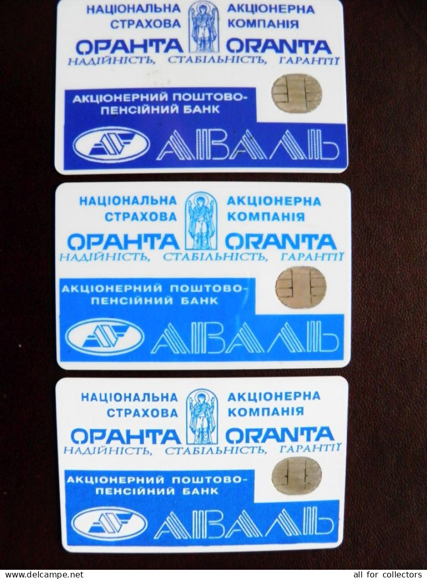 3 Different Colors Or Back Side Text Type Cards Phonecard OVAL Chip Aval Bank Oranta 1680 Units  UKRAINE - Oekraïne