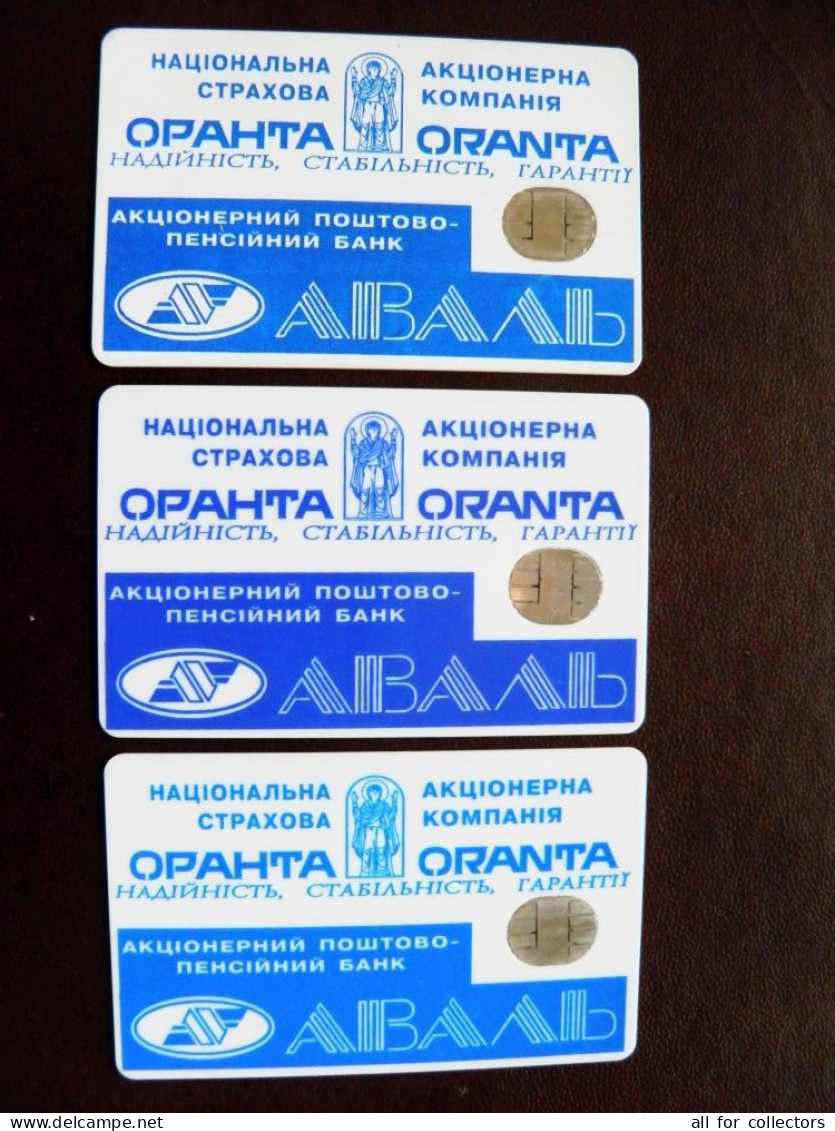 3 Different Colors Or Back Side Text Type Cards Phonecard OVAL Chip Aval Bank Oranta 1680 Units  UKRAINE - Oekraïne