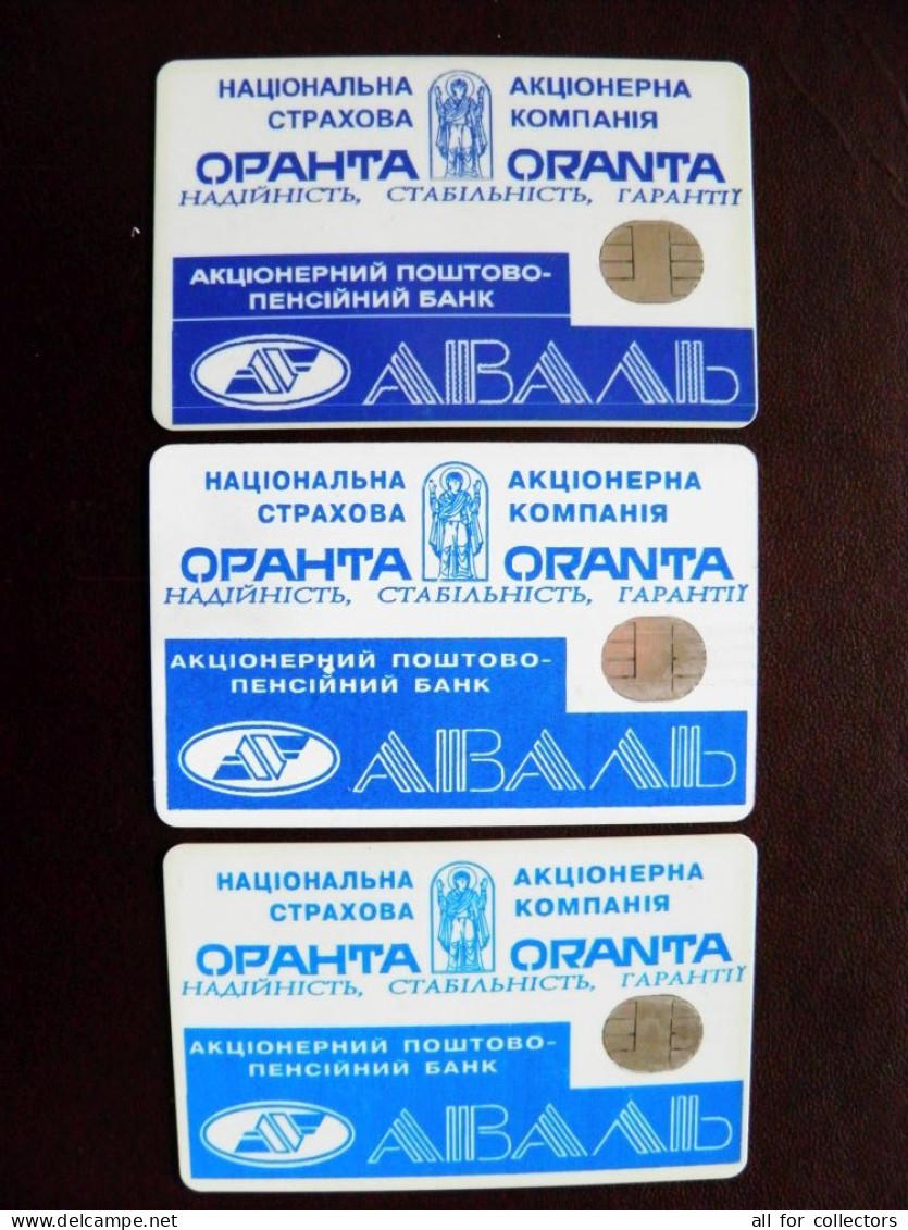 3 Different Colors Or Back Side Text Type Cards Phonecard OVAL Chip Aval Bank Oranta 840 Units  UKRAINE - Ukraine