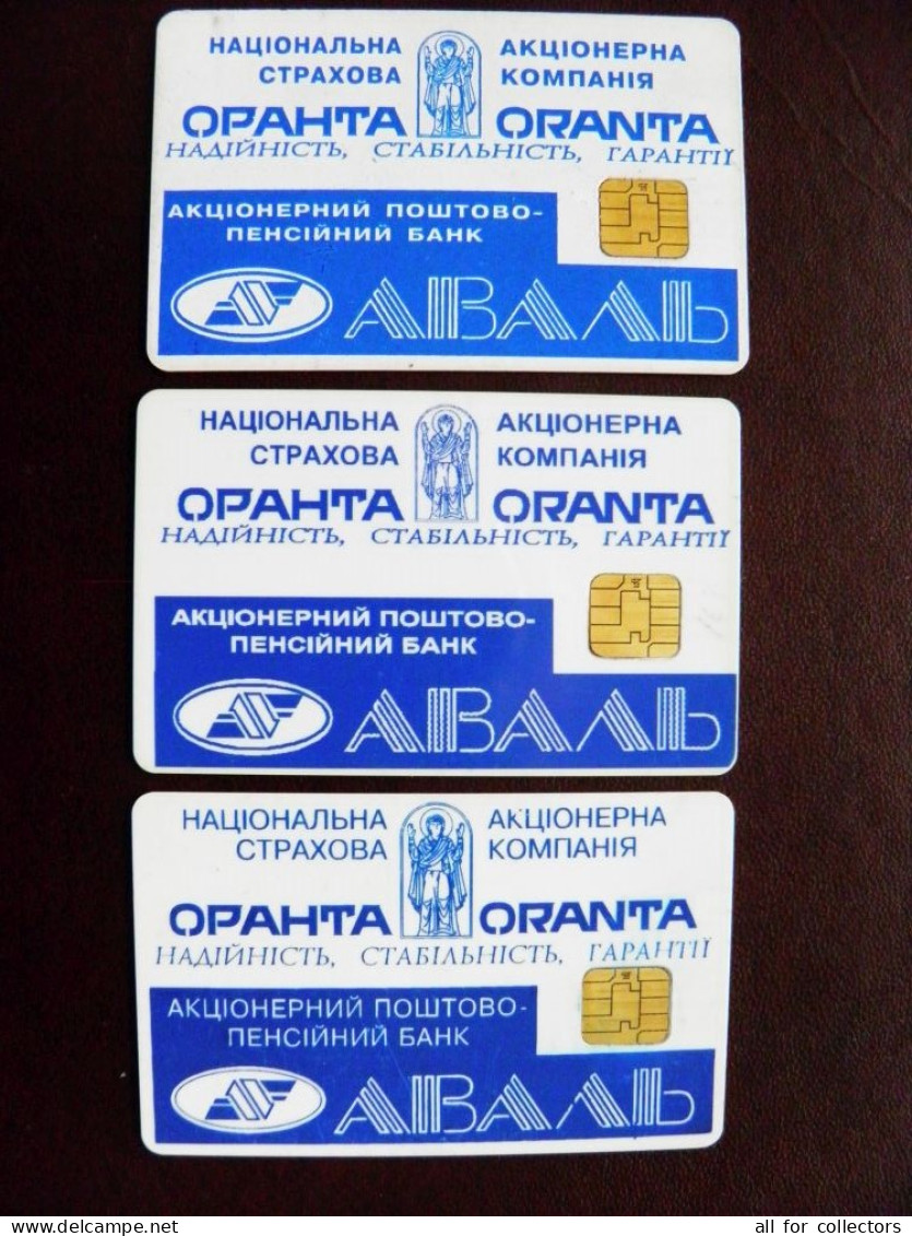 3 Different Colors Or Back Side Text Type Cards Phonecard Chip Aval Bank Oranta 280 Units  UKRAINE - Oekraïne