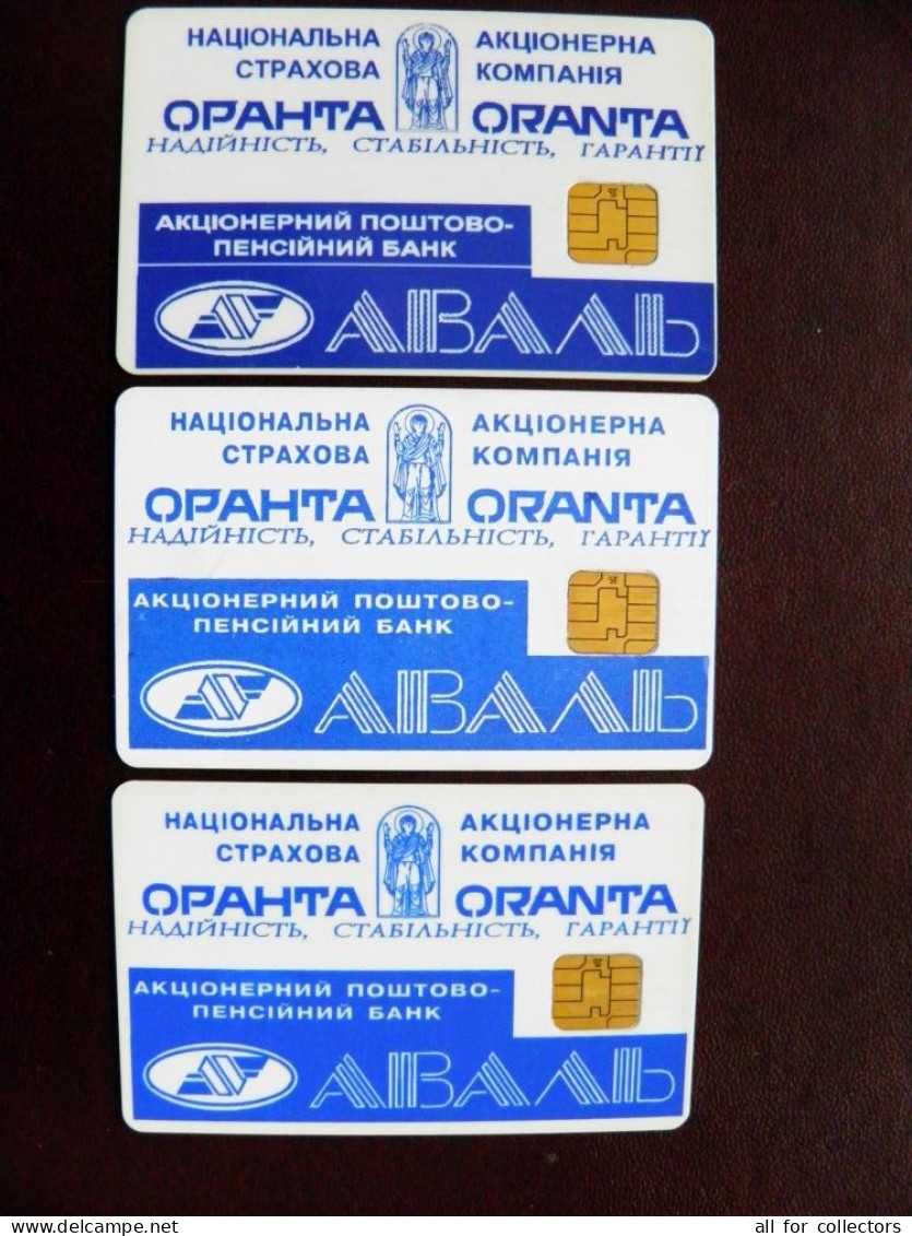 3 Different Colors Or Card Plastic Type Cards Phonecard Chip Aval Bank Oranta 840 Units  UKRAINE - Ukraine