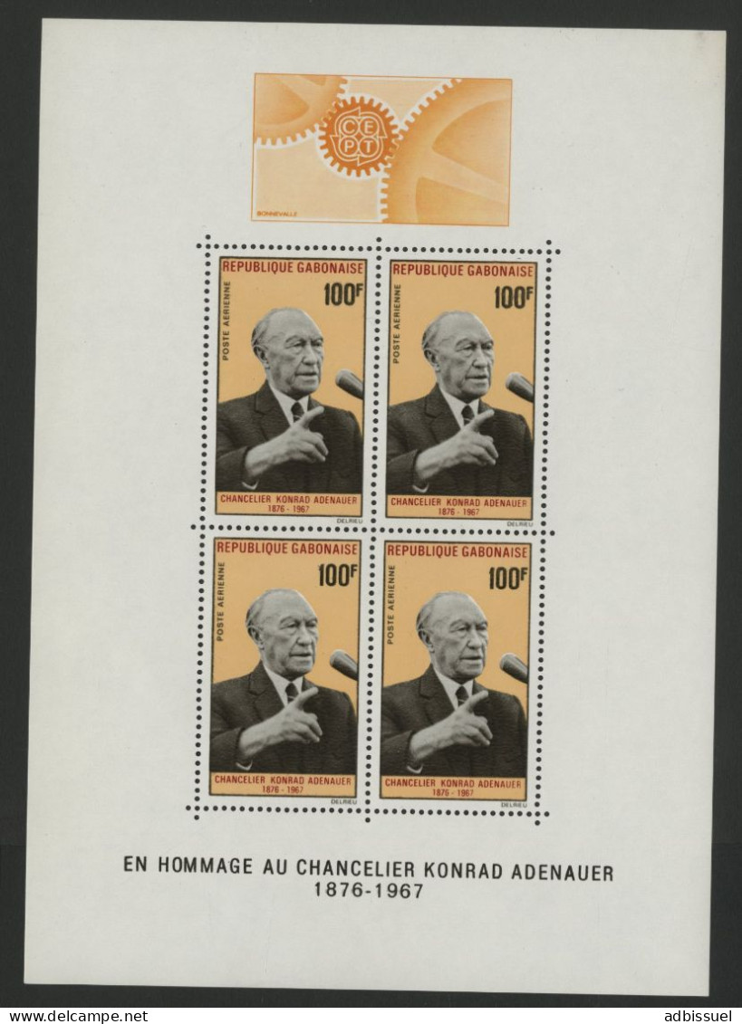 GABON BF BLOC FEUILLET N° 9 Neuf ** (MNH) Cote 12 € 5ème Konrad Adenauer En 1968 TB - Gabun (1960-...)