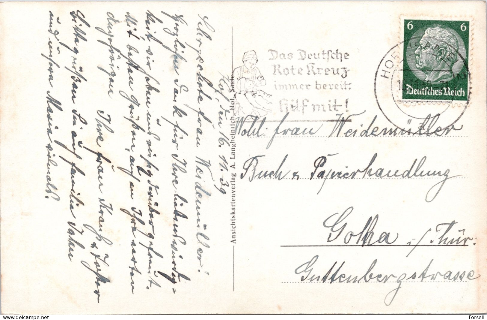 Hof (Saale) , Festbeleuchtung , (Stempel: Hof (Saale) 1939) - Hof