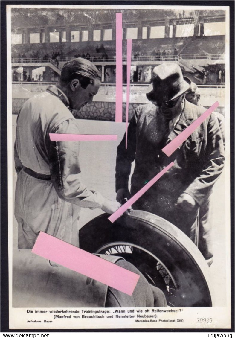 M.v. Brauchitsch & R. Neubauer Mercedes-benz 15 X 22 Cm 1938 Formula 1 Photo Bauer (see Sales Conditions) - Car Racing - F1