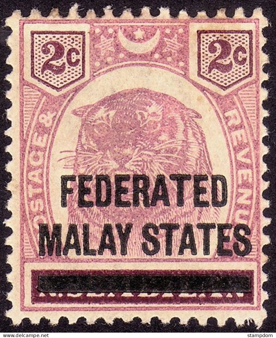 FEDERATED MALAY STATES FMS 1900 Ovpt On N.Sembilan 2c (Sc#6) W.CA Sc#2 MH-TONED GUM @TA334 - Federated Malay States