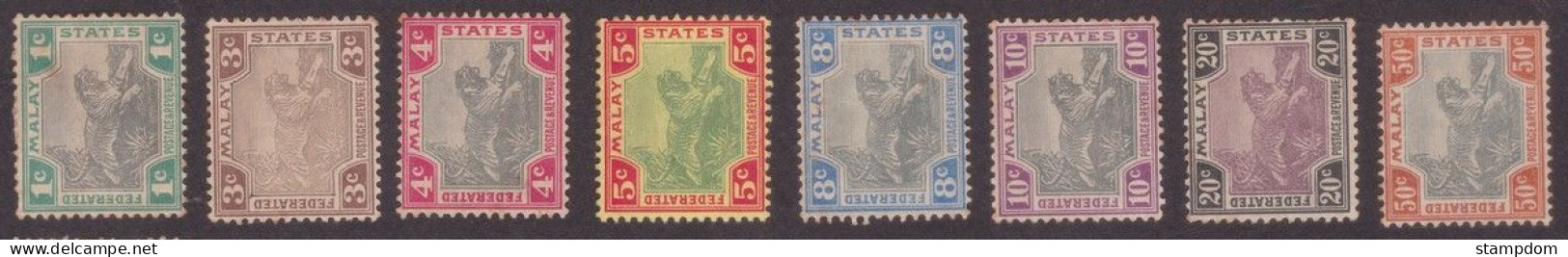 FEDERATED MALAY STATES FMS 1900 1c-50c W.CA Sc#18-25 MH-TONED GUM @TA378 - Federated Malay States