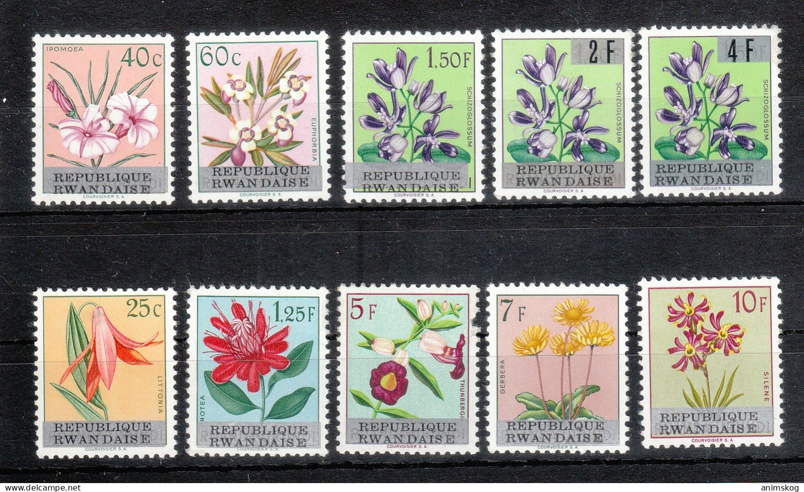 Ruanda 1963**, Freimarken: Blumen, Sukkulenten / Rwanda 1963, MNH, Definitives: Flowers, Succulents - Sukkulenten