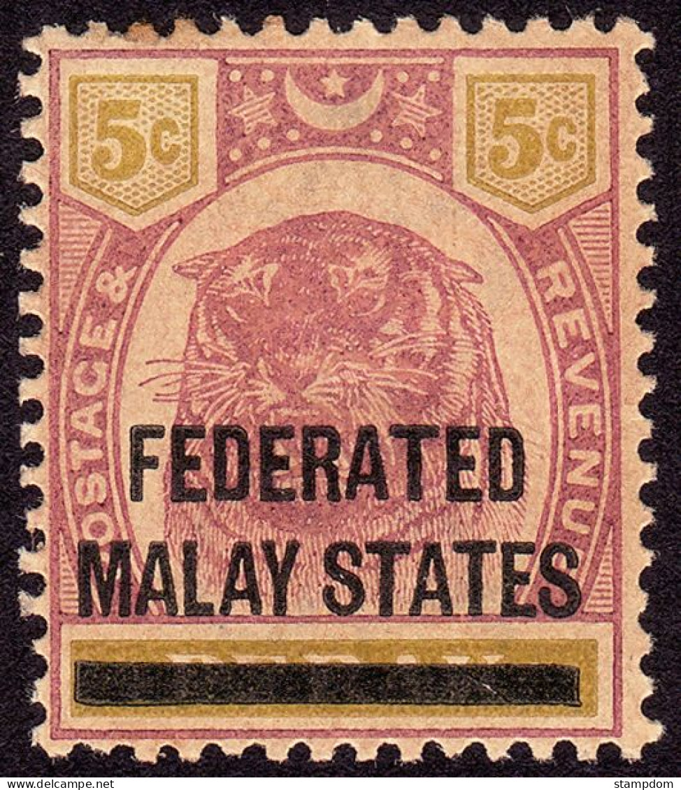 FEDERATED MALAY STATES FMS 1900 Overprint Perak 5c (Sc#51) W.CA Sc#9 MH-TONED GUM @TA341 - Federated Malay States