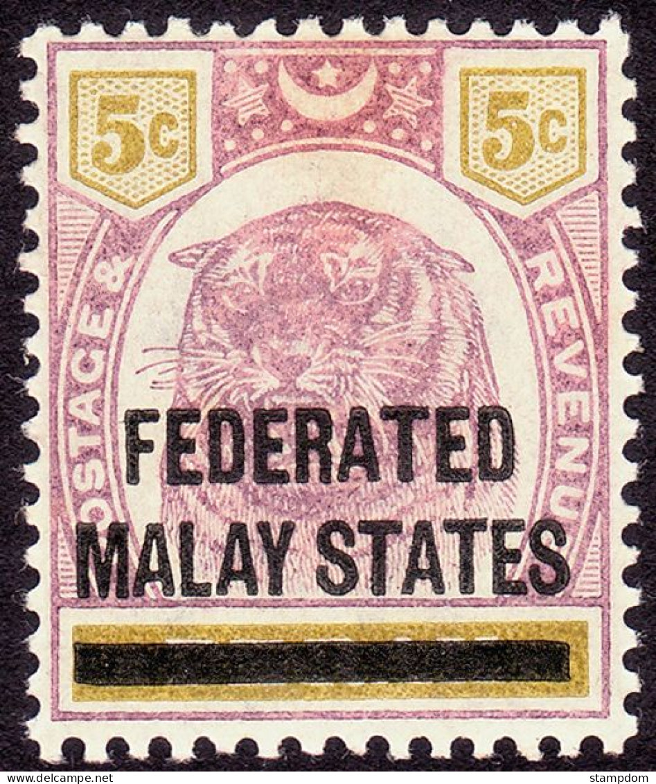 FEDERATED MALAY STATES FMS 1900 Overprint Perak 5c (Sc#51) W.CA Sc#9 MH-TONED GUM @TA340 - Federated Malay States