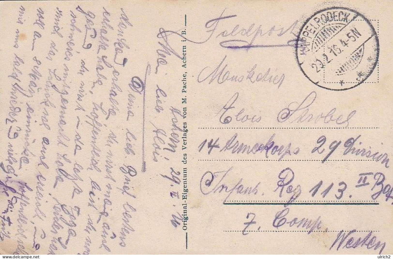 AK Allerheiligen - Nördl. Badischer Schwarzwald - Feldpost 1915 (67205) - Oppenau