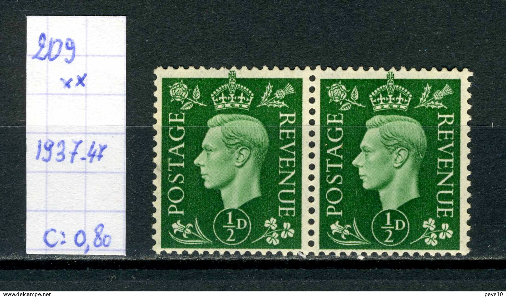 Grande-Bretagne    N° 209  Xx (paire) - Unused Stamps