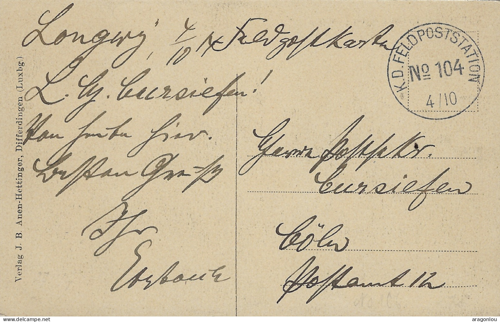 Luxembourg - Luxemburg - DIFFERDINGEN - TEILANSICHT  -  FELDPOST - STEMPEL  -  1. WELTKRIEG - Differdange