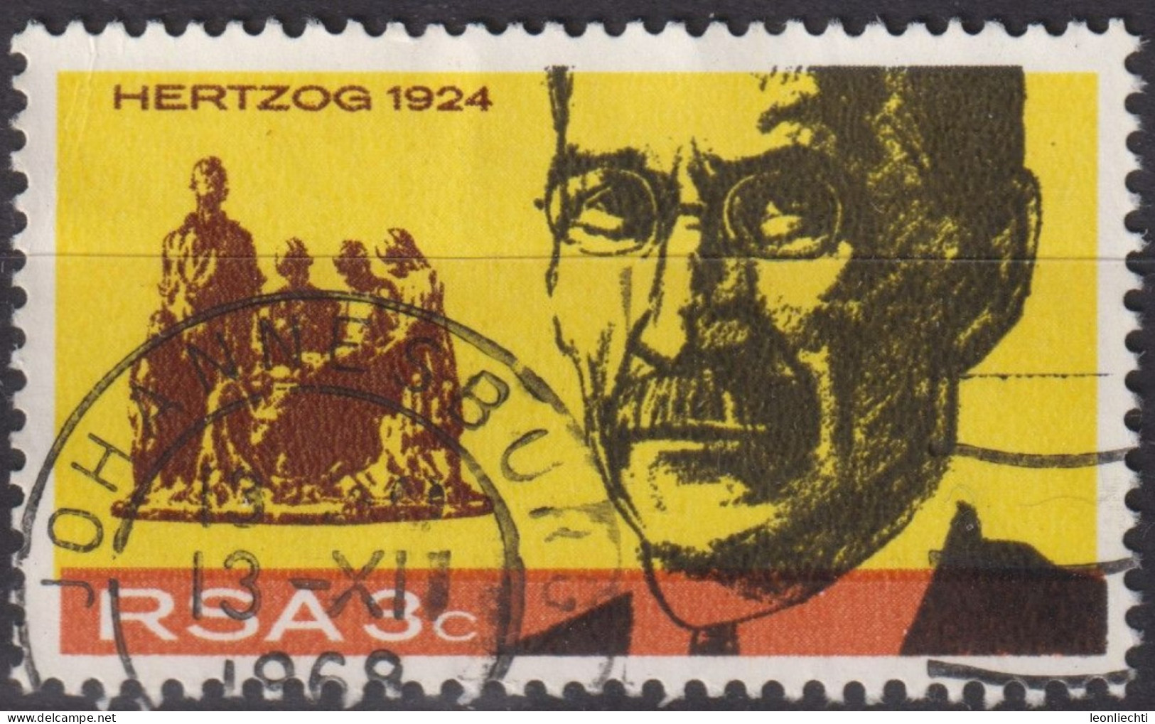 1968 RSA Südafrika ° Mi:ZA 376, Sn:ZA 349, Yt:ZA 314, James Barry Munnick Hertzog (1866-1942) - Oblitérés