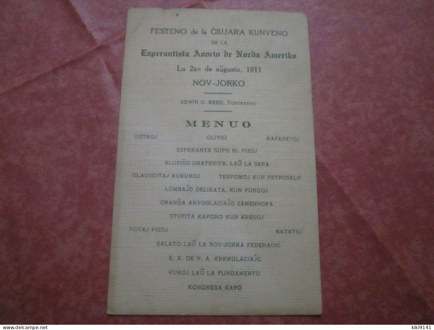 MENUO - Festeno De La Giurjara Kunveno De La Esperantista Asorio De Norda Ameriko - NOV-JORKO - Esperanto