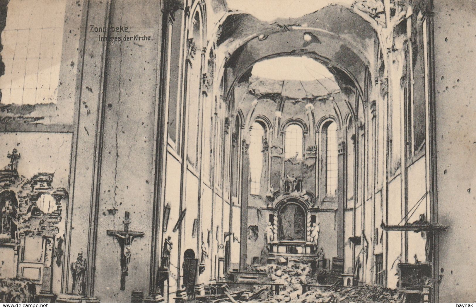 BELG366  --  ZONNEBEKE  --  DESTROYED CHURCH  --    DEUTSCHE FELDPOST 1915 - Zonnebeke