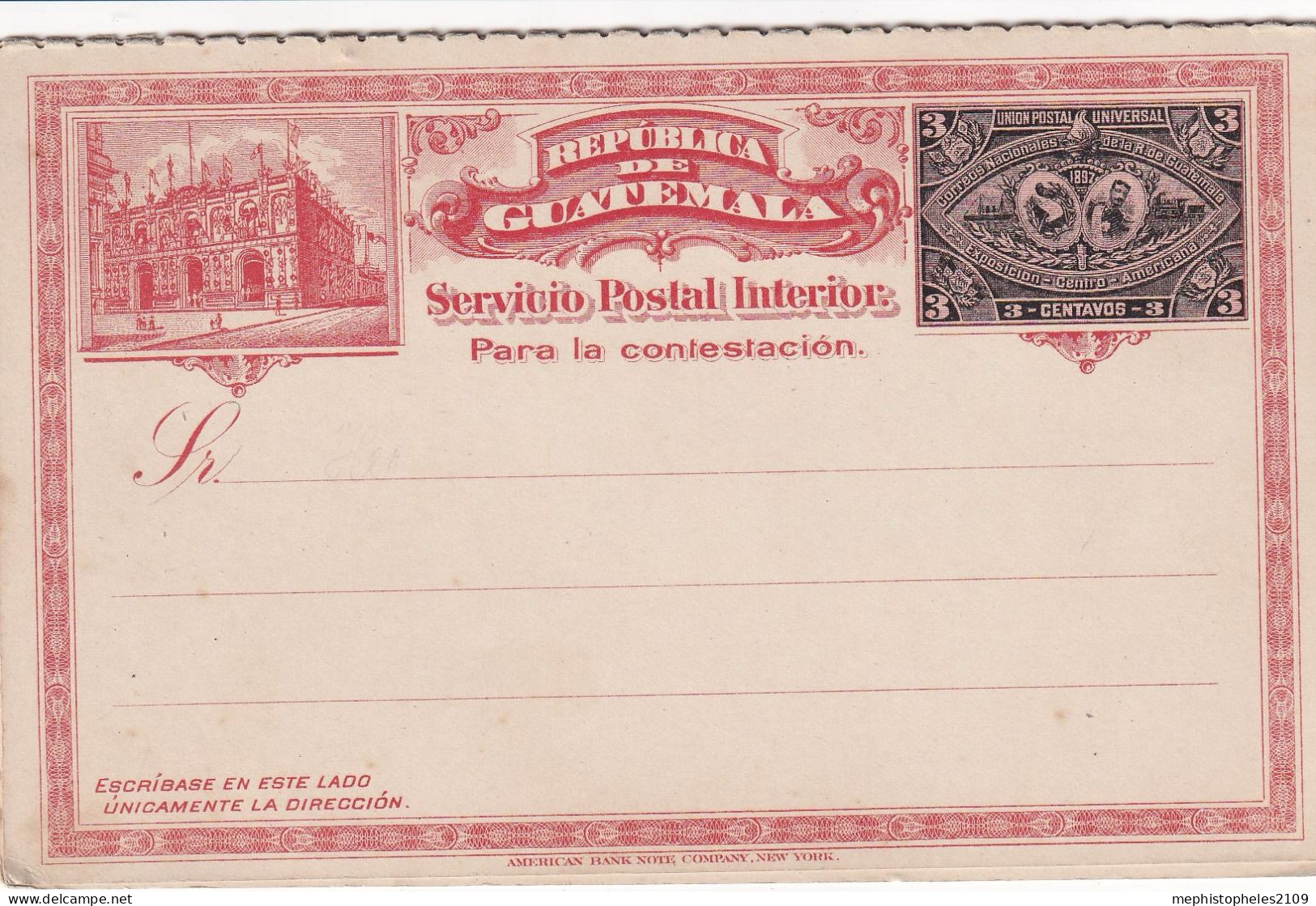 GUATEMALA  -3c Card Letter (Servicio Postal Interior) - Unused - Guatemala