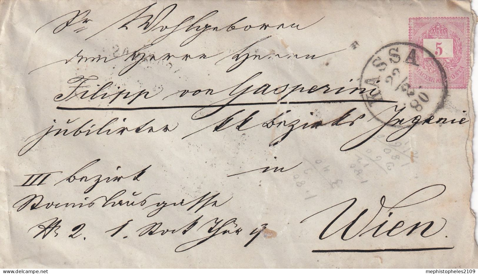 HUNGARY - 5f Letter From Kassa To Vienna - Lettres & Documents