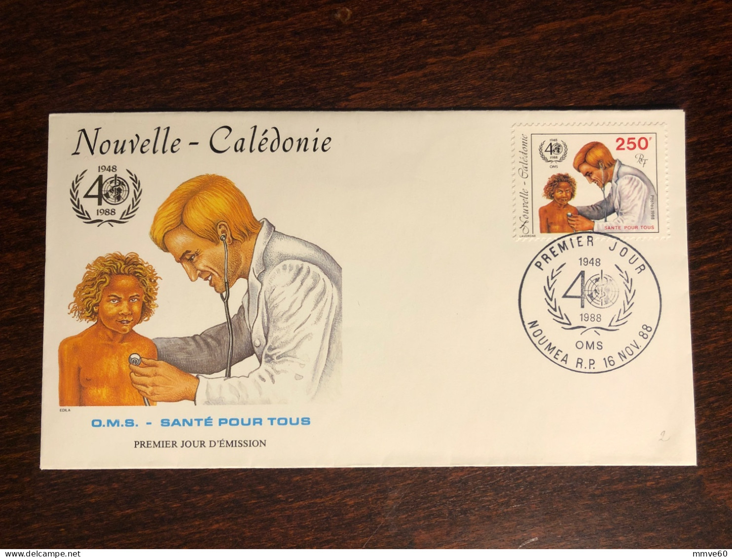 NEW CALEDONIA NOUVELLE CALEDONIE FDC COVER 1988 YEAR WHO HEALTH MEDICINE - Covers & Documents