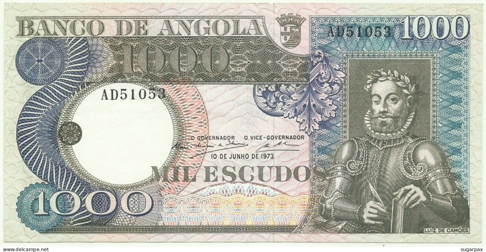 Angola - 1000 Escudos - 10.6.1973 - Pick: 108 - Serie AD - Luiz De Camões - PORTUGAL - 1.000 - Angola