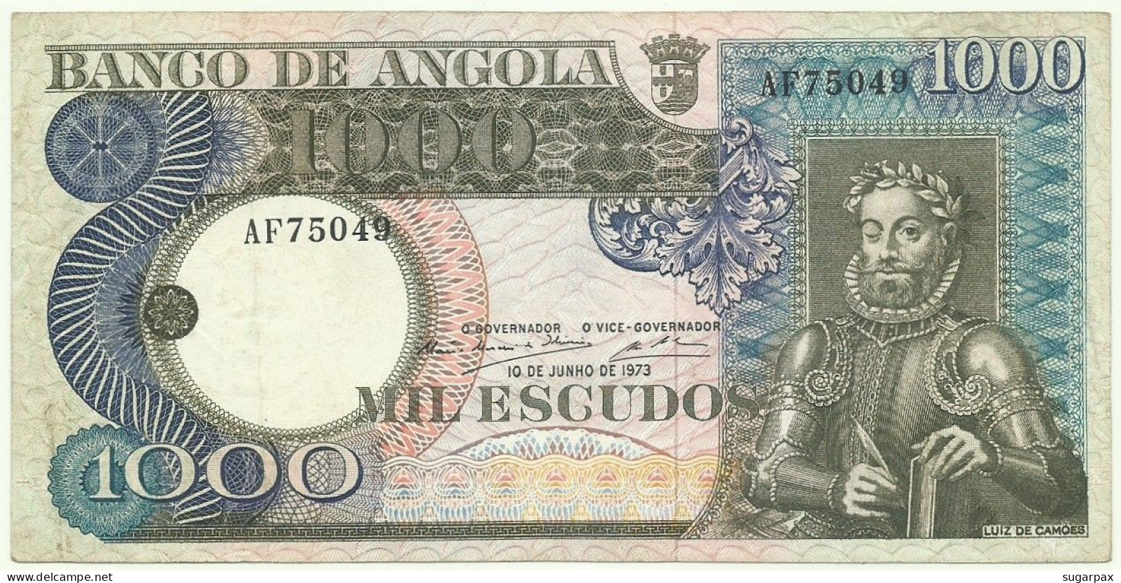 Angola - 1000 Escudos - 10.6.1973 - Pick: 108 - Serie AF - Luiz De Camões - PORTUGAL - 1.000 - Angola