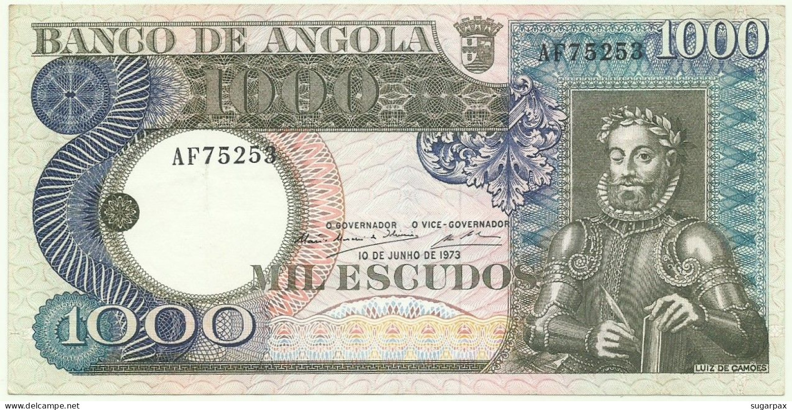 Angola - 1000 Escudos - 10.6.1973 - Pick: 108 - Serie AF - Luiz De Camões - PORTUGAL - 1.000 - Angola