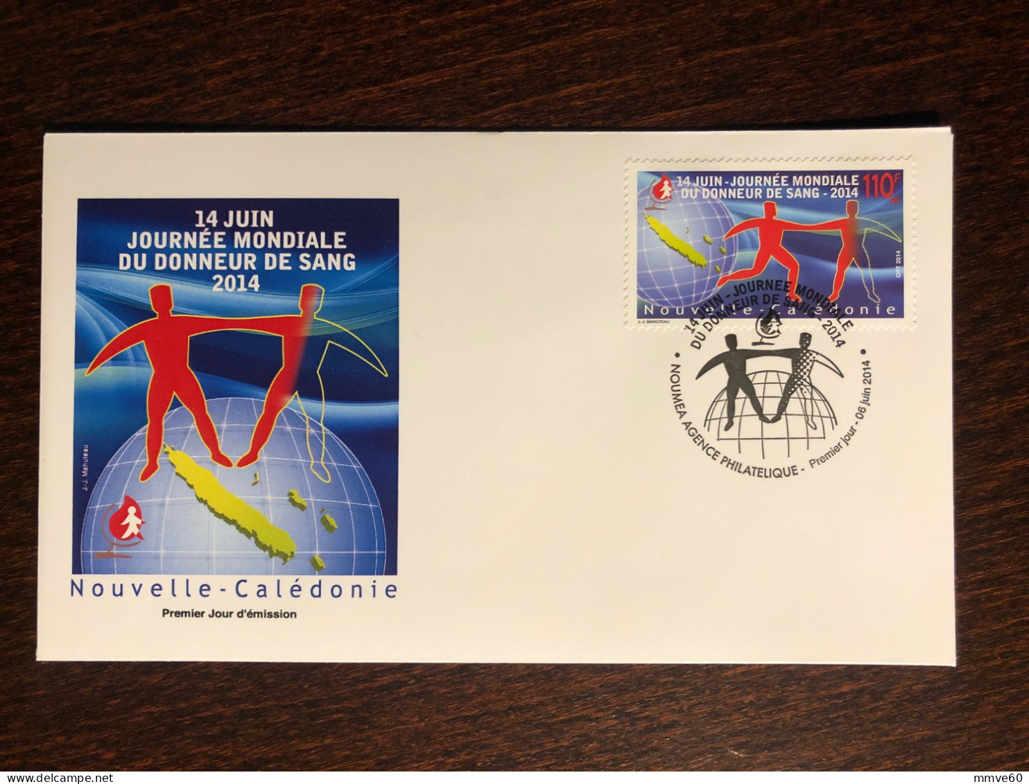 NEW CALEDONIA NOUVELLE CALEDONIE FDC COVER 2014 YEAR BLOOD DONATION DONORS HEALTH MEDICINE - Lettres & Documents