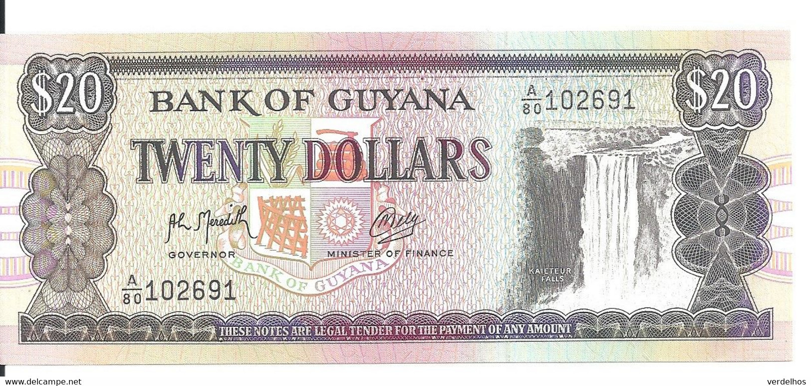 GUYANE 20 DOLLARS ND1989 UNC P 27 - Guyana