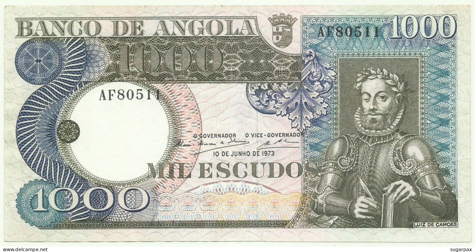 Angola - 1000 Escudos - 10.6.1973 - Pick: 108 - Serie AF - Luiz De Camões - PORTUGAL - 1.000 - Angola