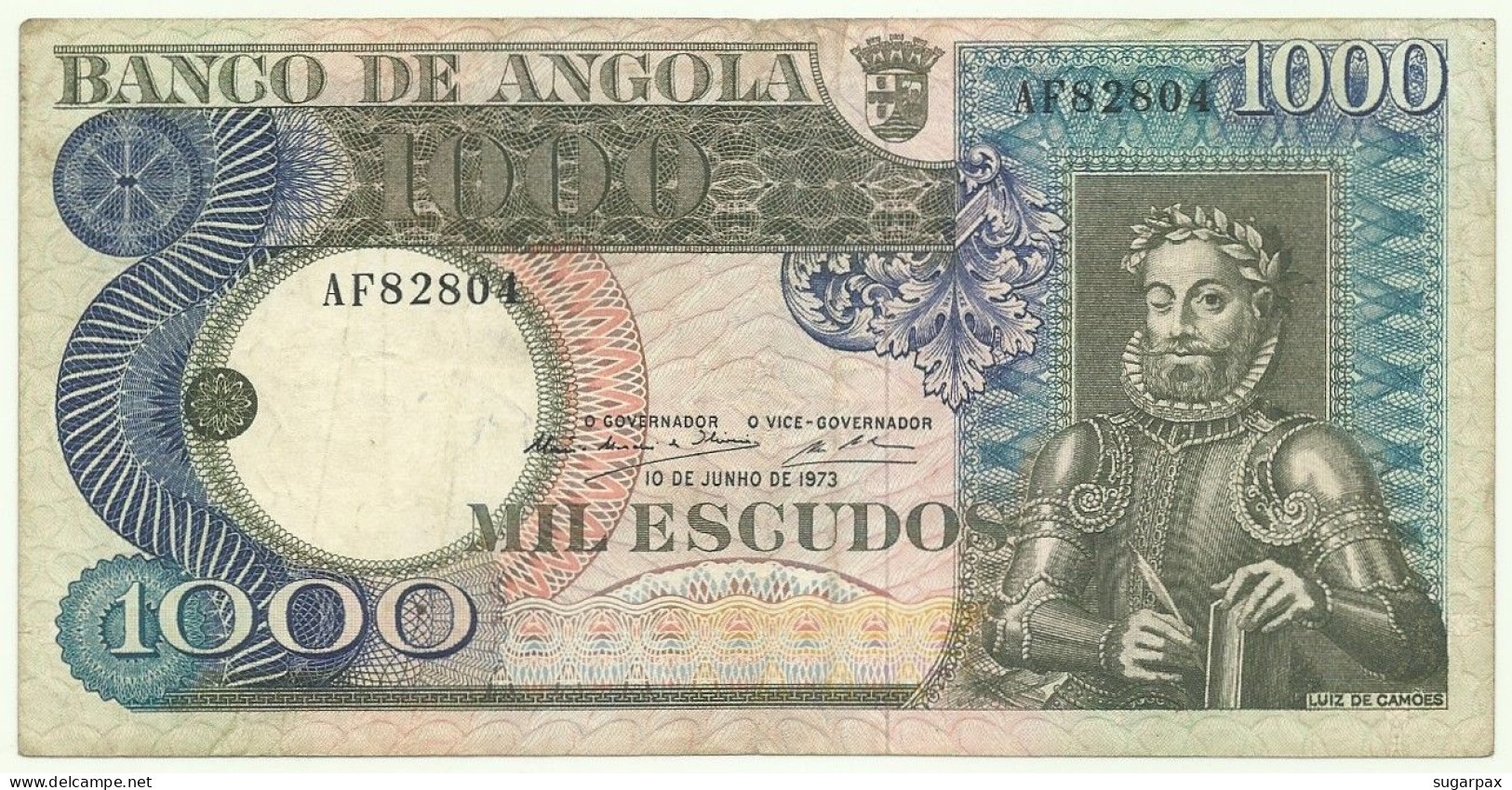 Angola - 1000 Escudos - 10.6.1973 - Pick: 108 - Serie AF - Luiz De Camões - PORTUGAL - 1.000 - Angola