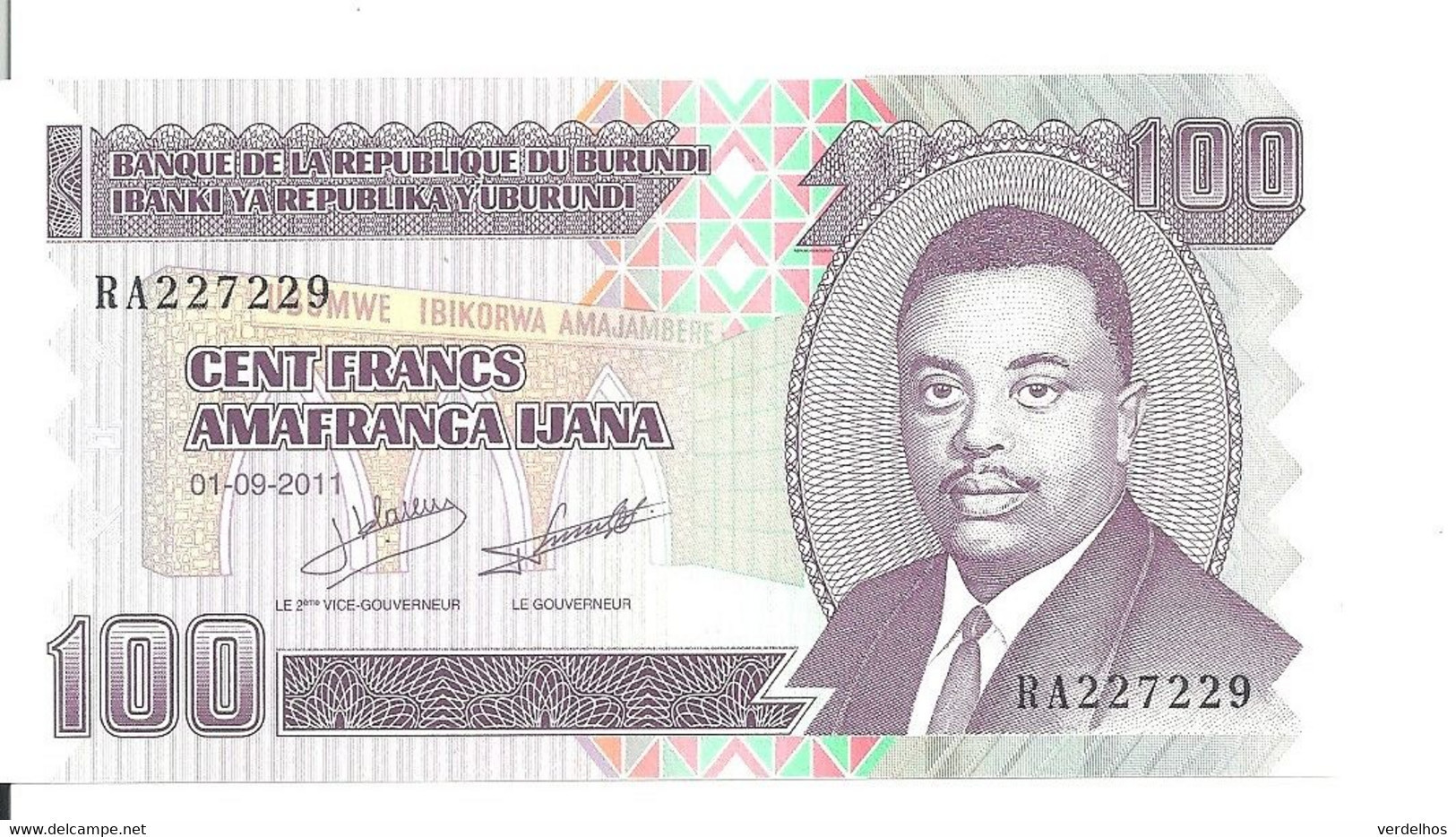 BURUNDI 100 FRANCS 2011 UNC P 44 B - Burundi