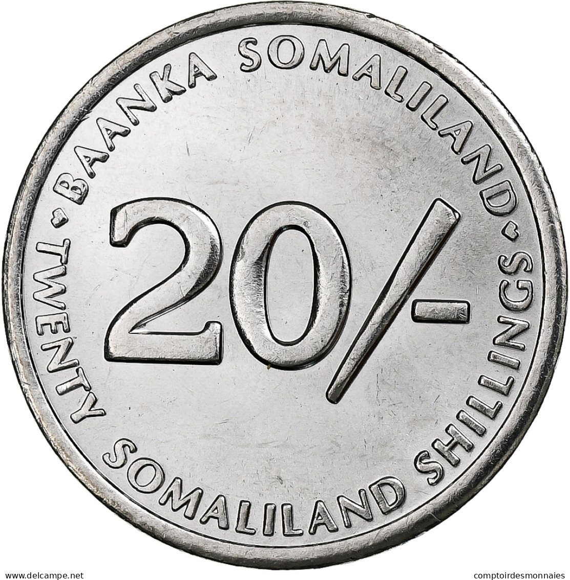 Somaliland, 20 Shillings, 2002, Acier Inoxydable, SPL, KM:6 - Somalië