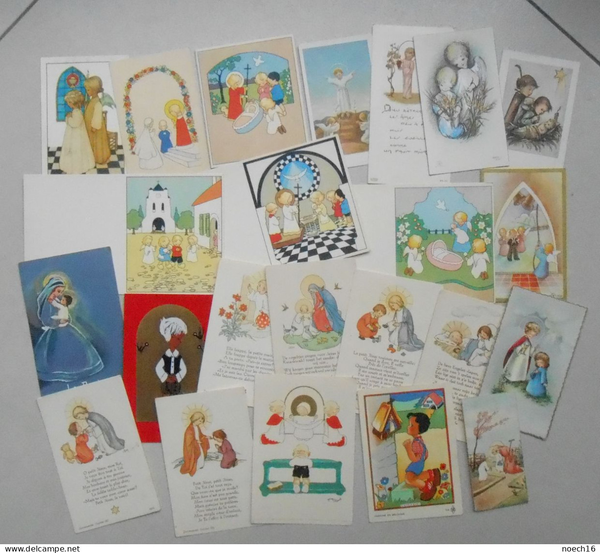Lot 160 Images religieuses enfantines. Holy cards. Illustrateurs Pennyless, Gouppy, Linen, Englebert, Boland, Fovel.....