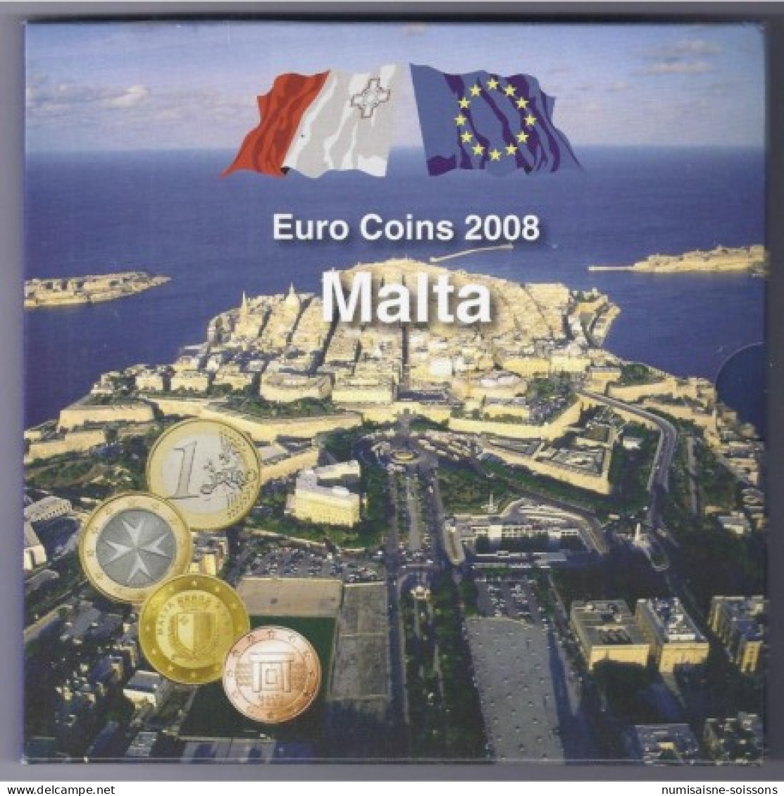 MALTE - COFFRET EURO BRILLANT UNIVERSEL 2008 - 8 PIECES (3.88 Euros) + 2 TIMBRES - Malte