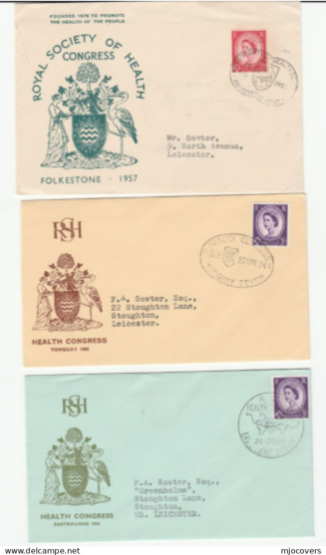 Collection 6 Diff HEALTH CONGRESS Event COVERS 1950s - 70s  GB Medicine Eastbourne Folkestone Torquay Stamps Cover - Collections (sans Albums)