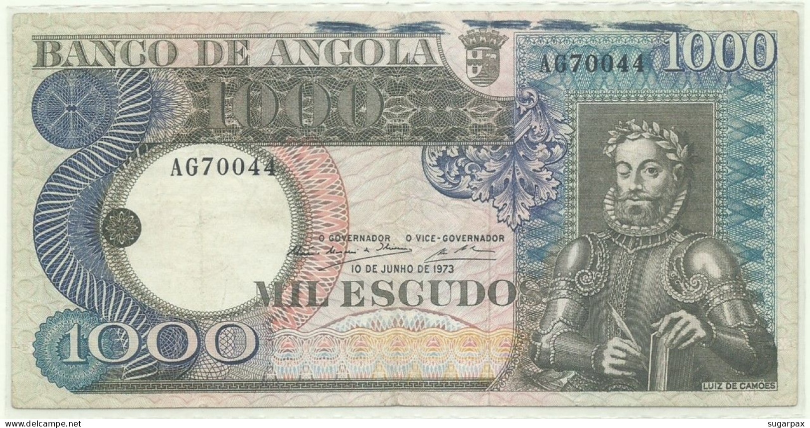 Angola - 1000 Escudos - 10.6.1973 - Pick: 108 - Serie AG - Luiz De Camões - PORTUGAL - 1.000 - Angola