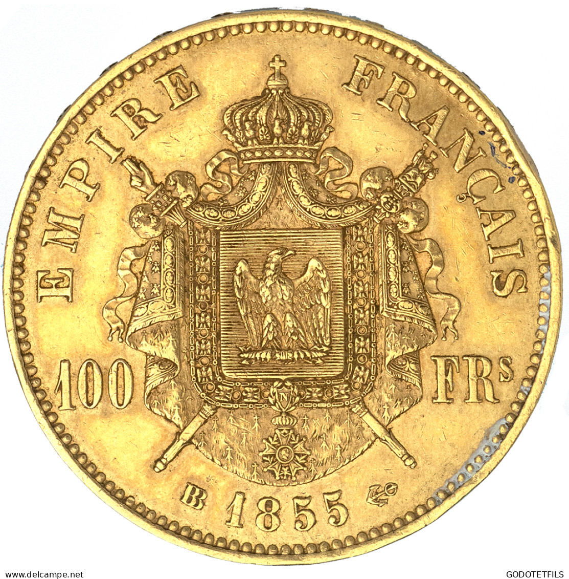 Second-Empire- 100 Francs Napoléon III Tête Nue 1855 Strasbourg - 100 Francs-or