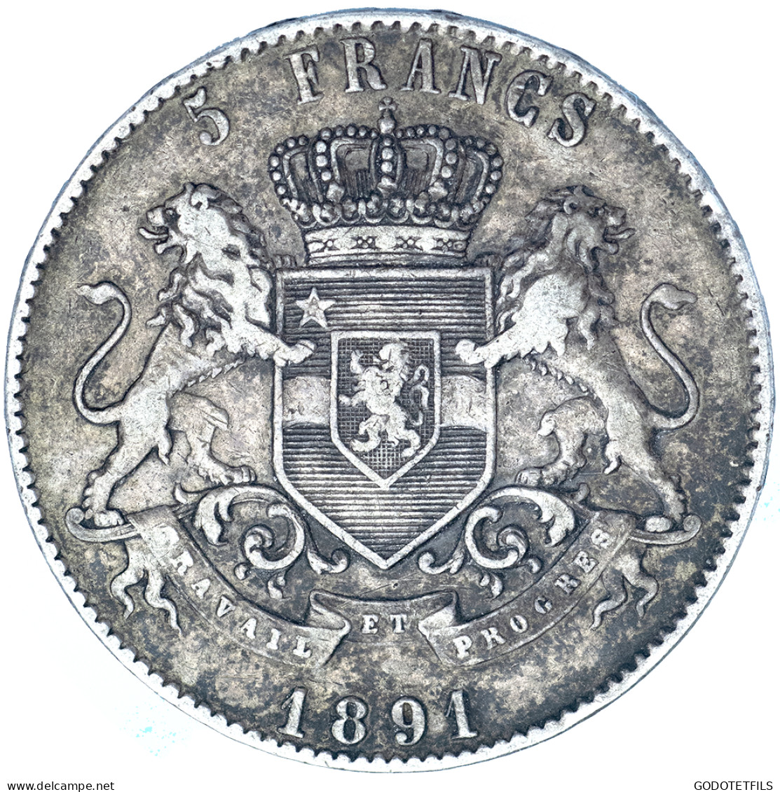 Belgique-Etat Indépendant Du Congo-5 Francs Léopold II 1891 Bruxelles - 1885-1909: Leopold II.