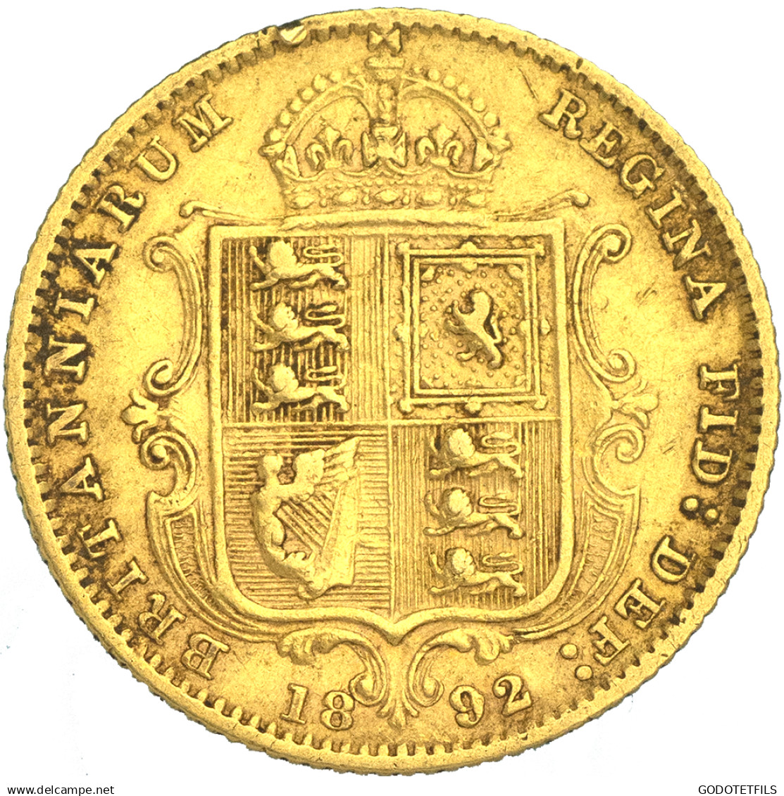 Royaume-Uni-Demi-Souverain Victoria 1892 Londres - 1/2 Sovereign