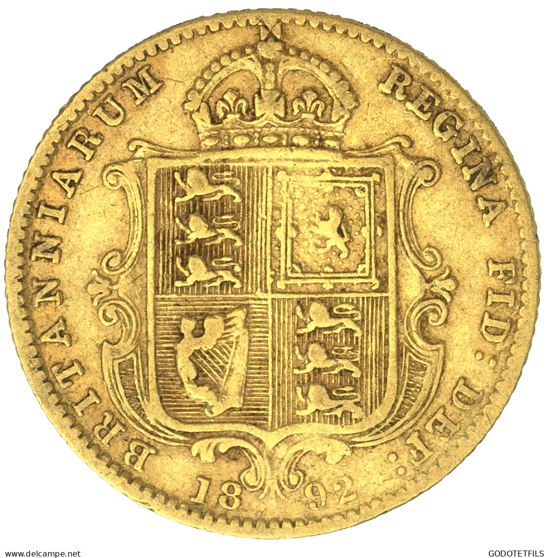 Royaume-Uni-Demi-Souverain Victoria  1892 Londres - 1/2 Sovereign