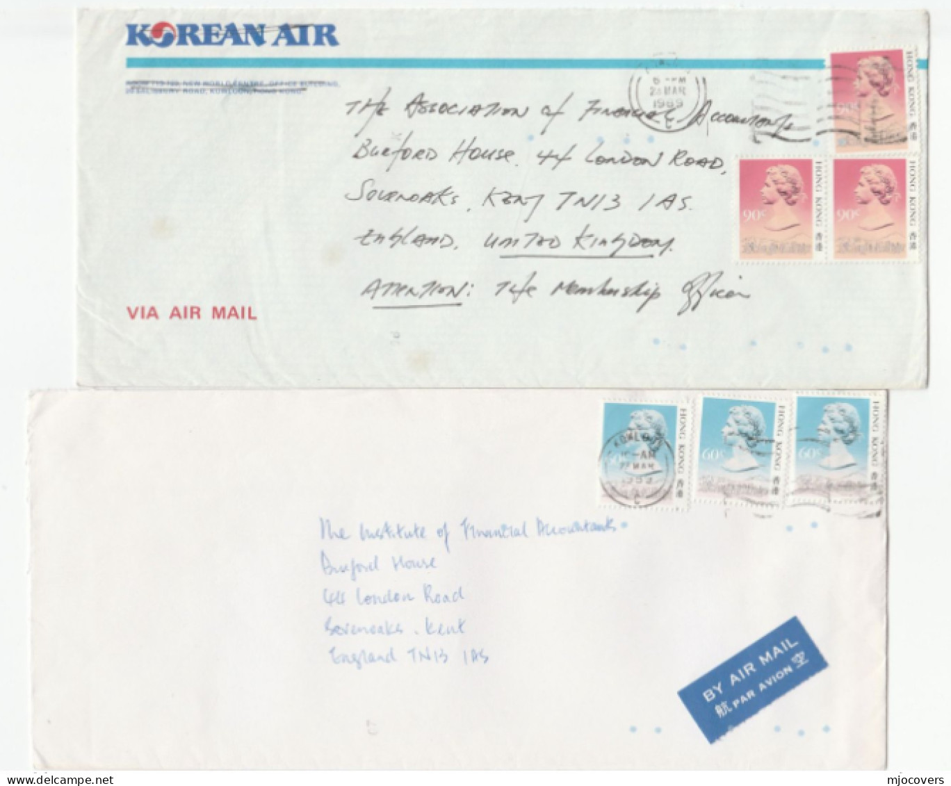 Collection  1980s -1990s HONG KONG AIR MAIL COVERS Various Stamps To GB  China Cover - Lettres & Documents