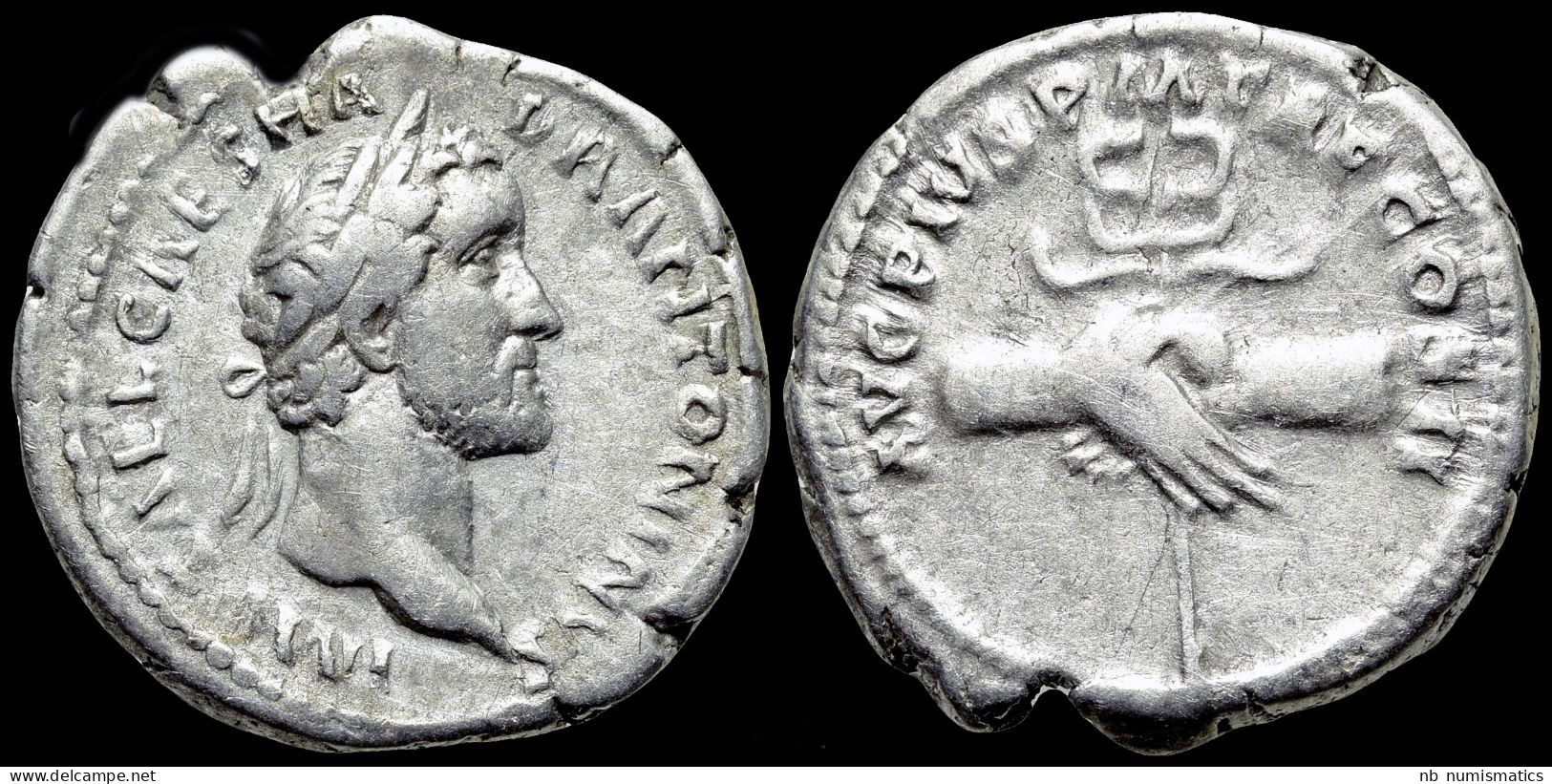 Antoninus Pius AR Denarius Emperor Standing Left - La Dinastía Antonina (96 / 192)